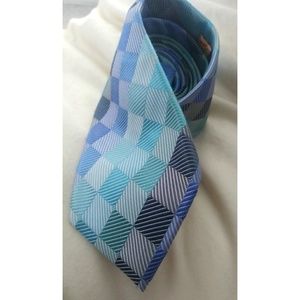 Mens John Sparks Blue Gray Geometric Necktie